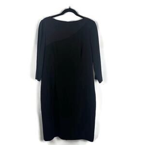 KAY UNGER Wool/Silk 3/4 Sleeve Sheath Quality Tailoring Event Dress Black Sz 12